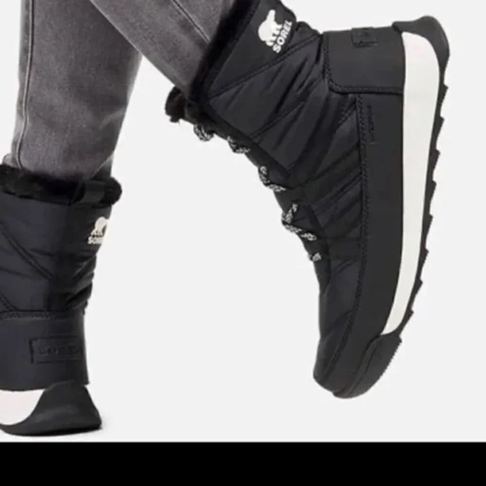 Sorel Whitney II Black Leather Waterproof Winter Boot Women 5 US